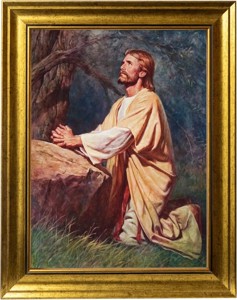 Jézus Imádság Az Olajfák Kertjéről Kép Arany Modern Keretben 30X40