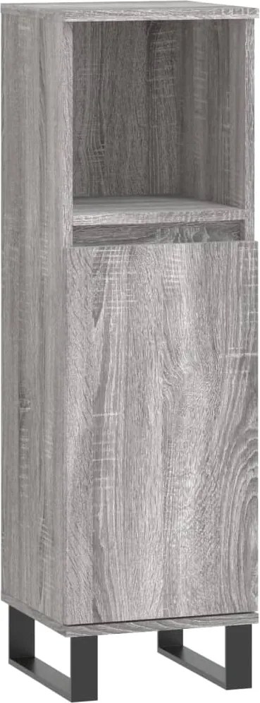 vidaXL szürke sonoma színű szerelt fa fürdőszobaszekrény 30x30x100 cm