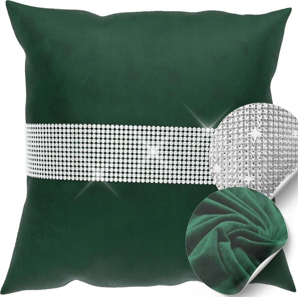 Párnahuzat, 40x40 cm, velúr, dekoratív flitterekkel, velvet, kész