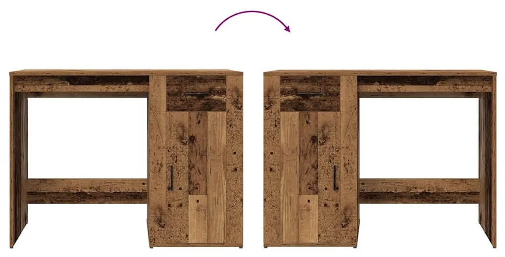 antik fa színű szerelt fa íróasztal 100 x 49 x 75 cm