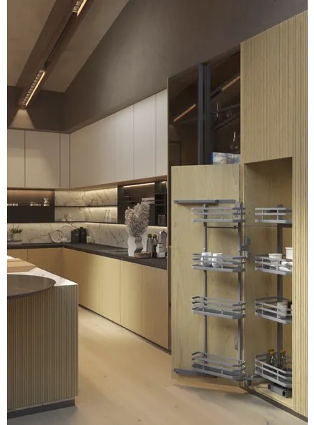 Konyhai fémrács, kamravasalat, 600mm, antracit, csillapított záródás,  8 kosár SIGE, Infinity Plus 230B