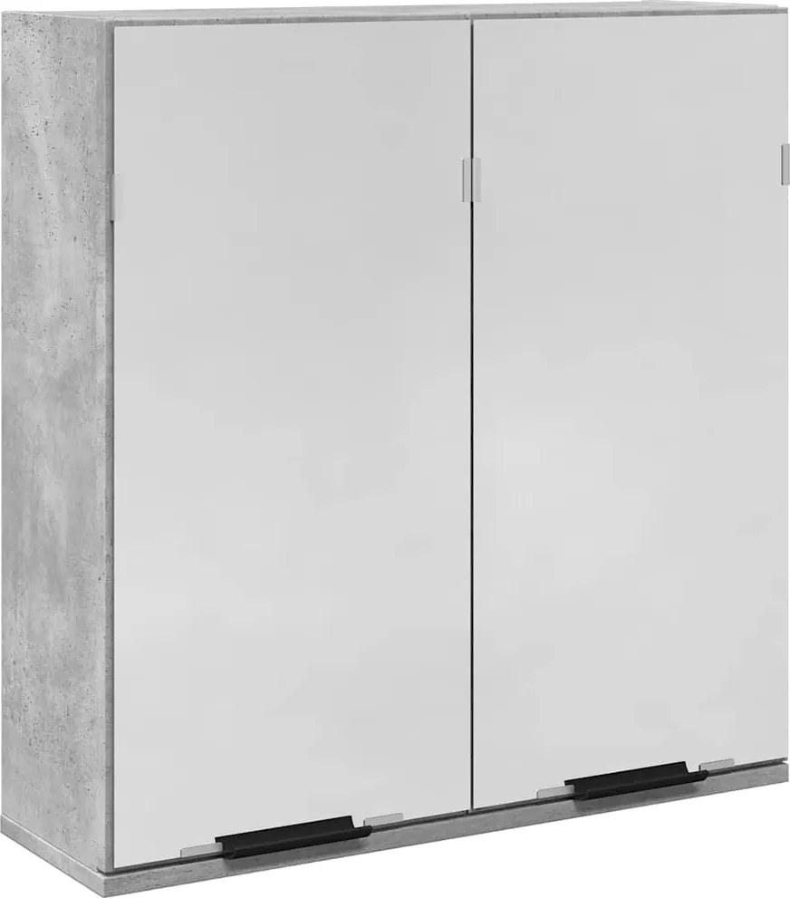 vidaXL Fürdőszobai tükörszekrény betonszürke 64x20x66,5 cm műfa