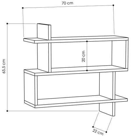 Fali polc PARALEL 65,5x70 cm barna