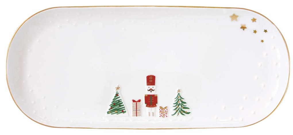 Karácsonyi Porcelán tálca 34,5x15 cm díszdobozban Let it Snow