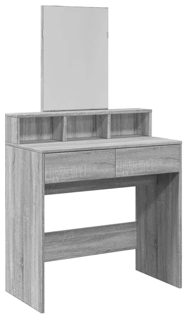 szürke sonoma színű fésülködőasztal tükörrel 80 x 41 x 144,5 cm