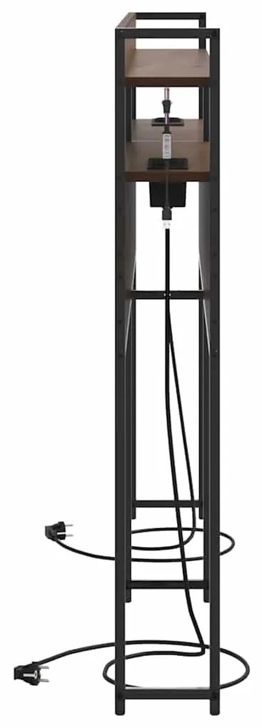 Fejtámla LED -es lámpákkal polcokkal barna tölgy 140 cm Faanyag