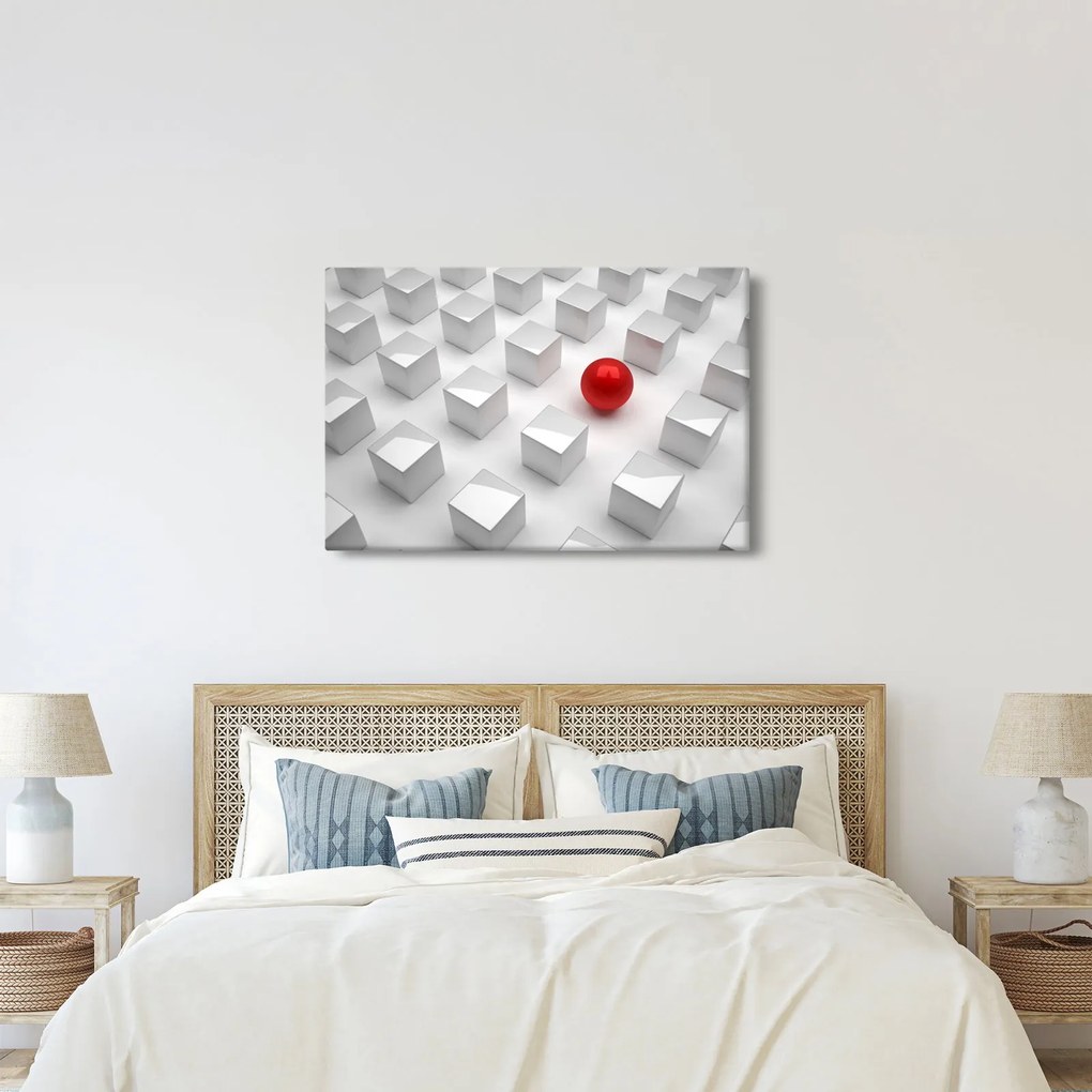 Absztrakciós kép - kocka gömbökkel (90x60 cm)