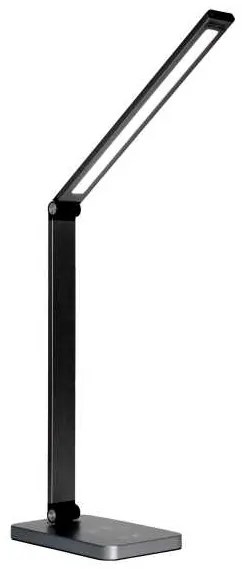 Platinet asztali lámpa 10 W, vezeték nélküli töltés + USB, fekete