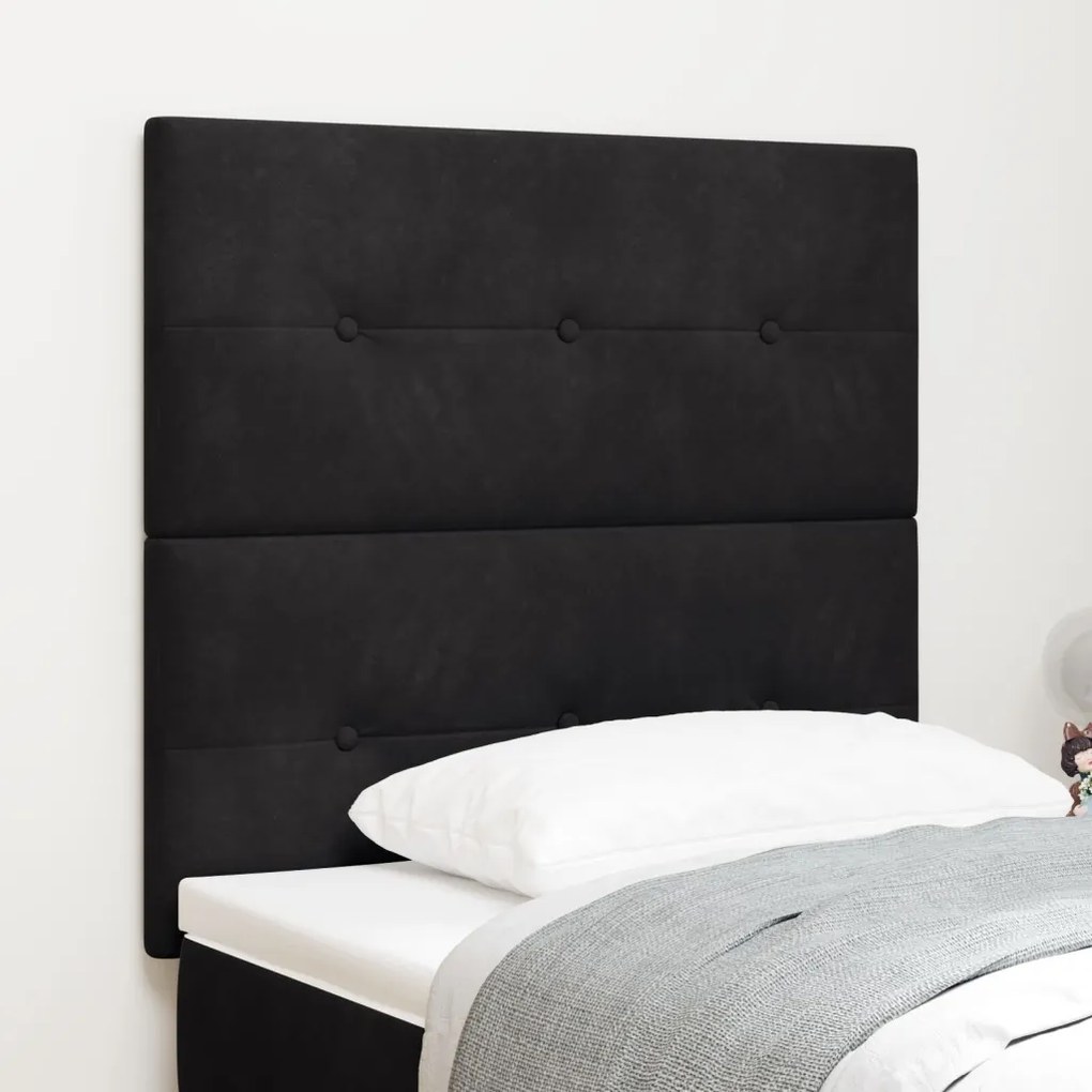Fejtámla Gombos Tűzéssel Fekete 80 cm Bársony