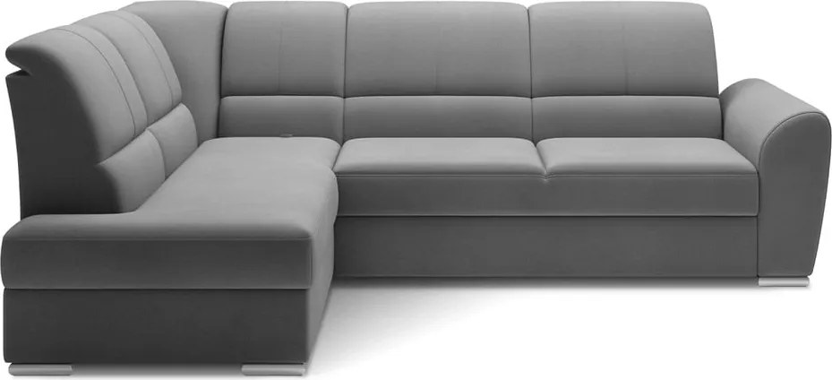 Szürke bársony kinyitható-tárolóhelyes sarokkanapé (bal oldali-L alakú) Siber – ELTAP