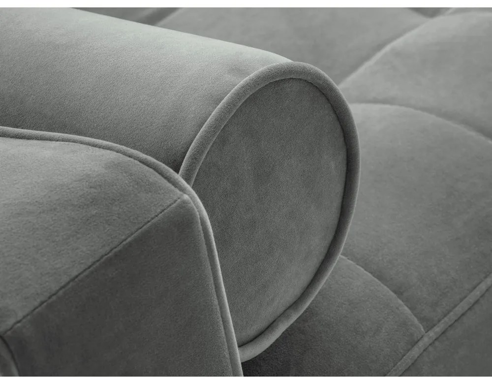 Santo világosszürke kinyitható bársony sarokkanapé, bal oldali - Milo Casa