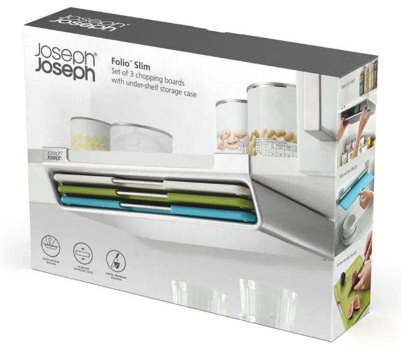Vágódeszka készlet állvánnyal 3 db-os 23x31,5 cm Folio Slim – Joseph Joseph