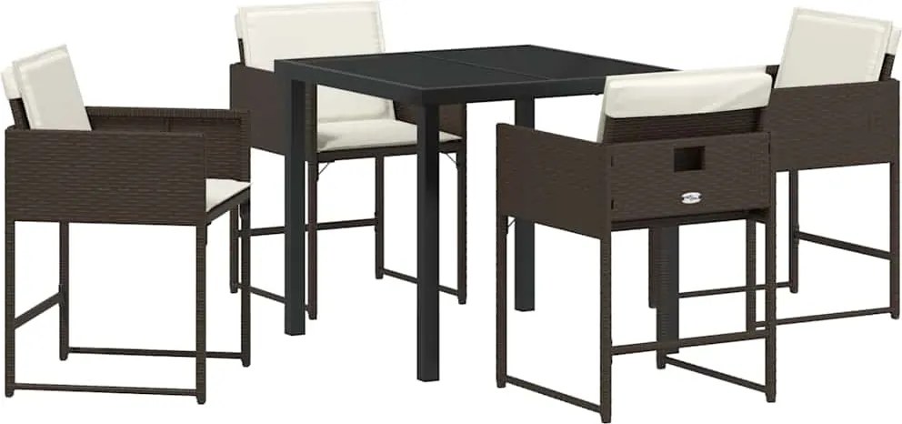 vidaXL Kert étkező szett 5 pcs Barna polirattan