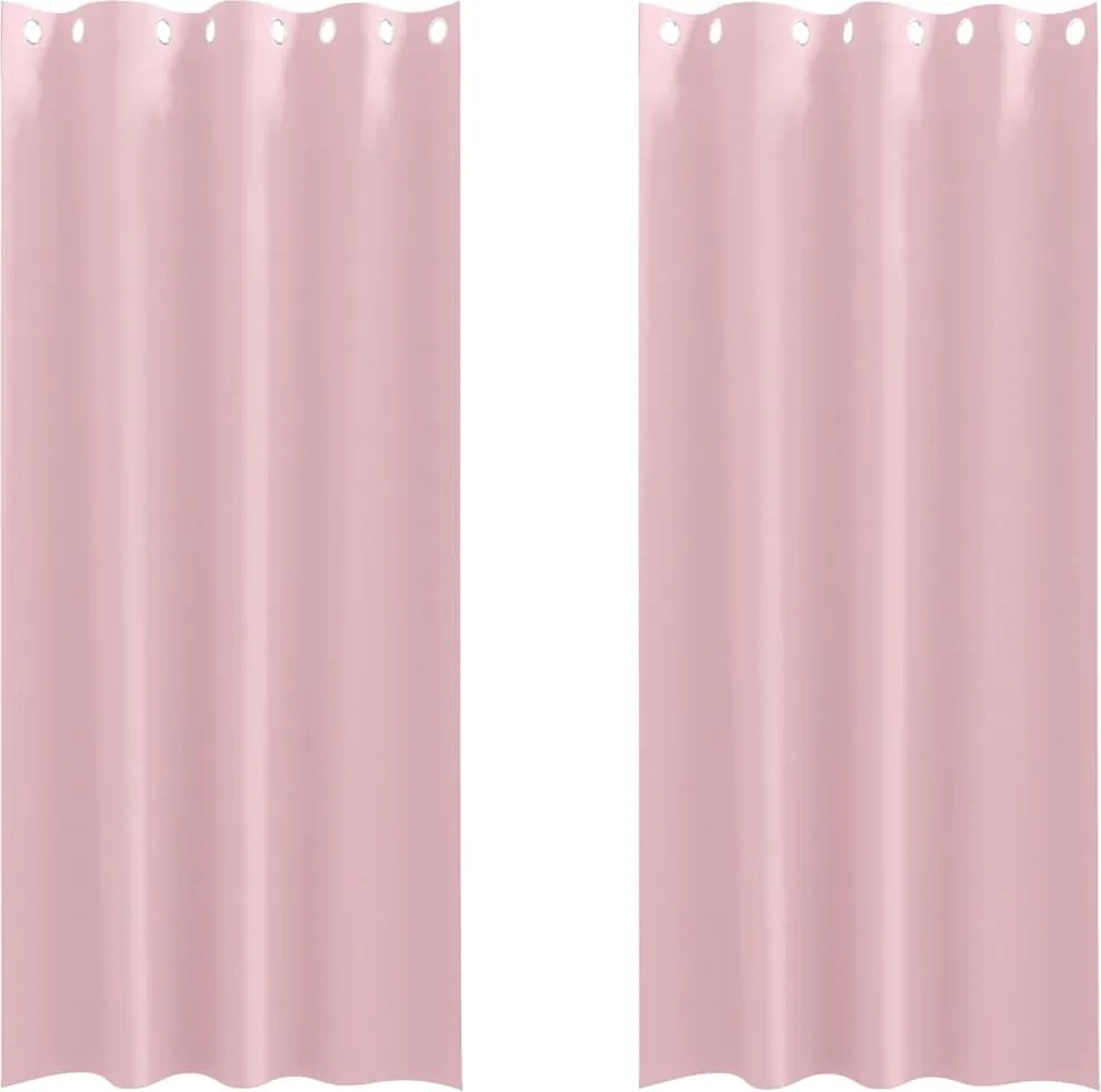 vidaXL Fekete Függöny Gyűrűkkel 2 pcs Babarózsaszín 245 x 140 cm