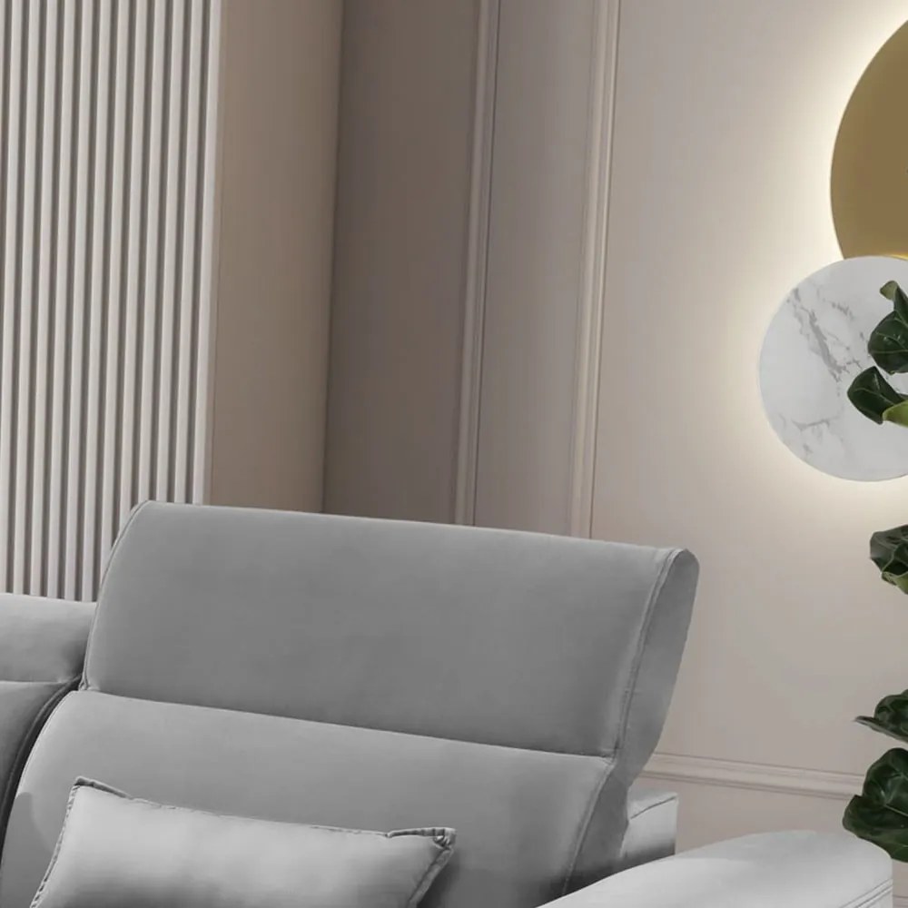 Szürke bársony kinyitható-tárolóhelyes sarokkanapé (bal oldali-heverő résszel) Foble – ELTAP