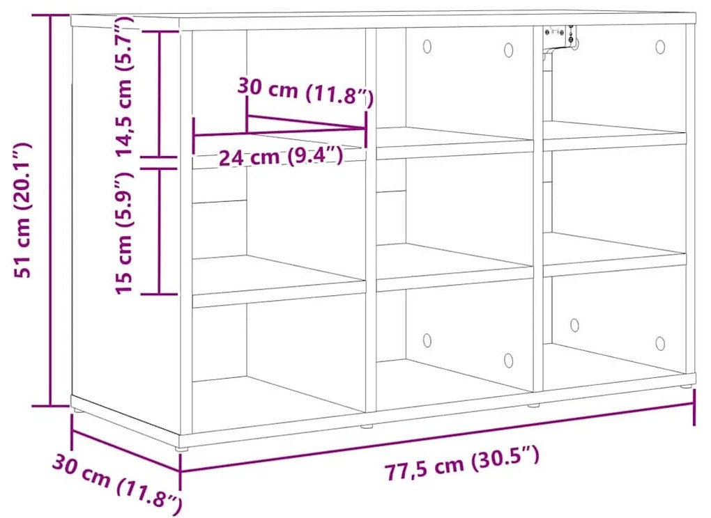 Cipősszekrény polcokkal Beton szürke 77.5 x 30 x 51 cm Faanyag
