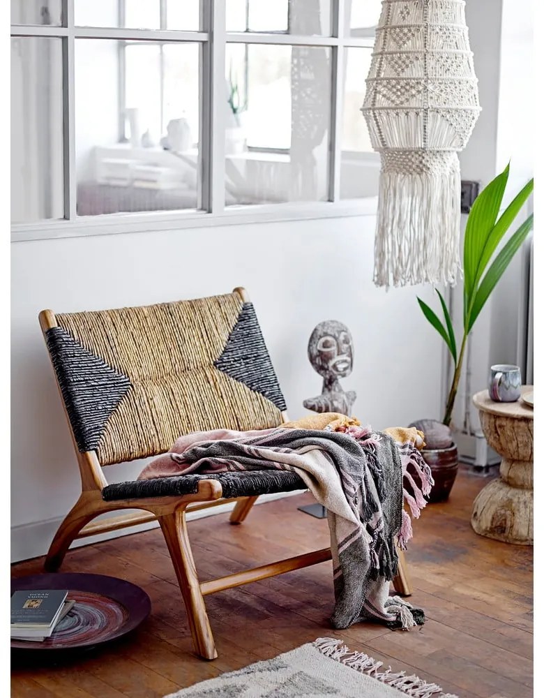 Fekete-barna fotel szövött résszel Grant - Bloomingville