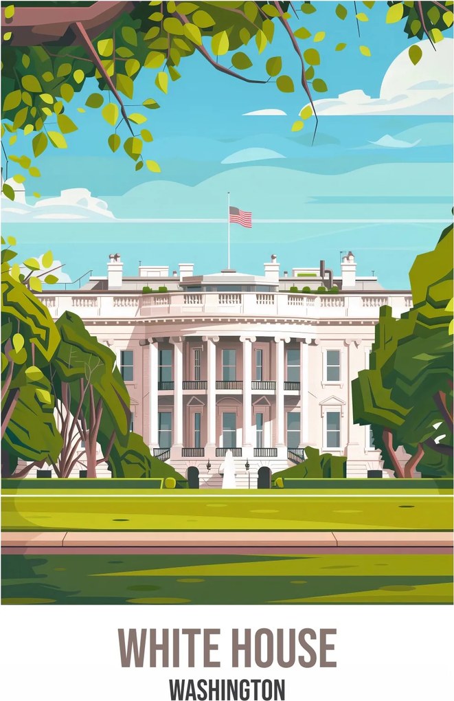 Poszter 29,7x42cm Fehér Ház, Washington