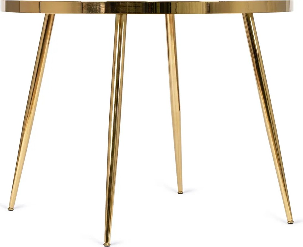 Üveg étkezőasztal 100 cm méretben, fehér márvány/arany színben TINGA