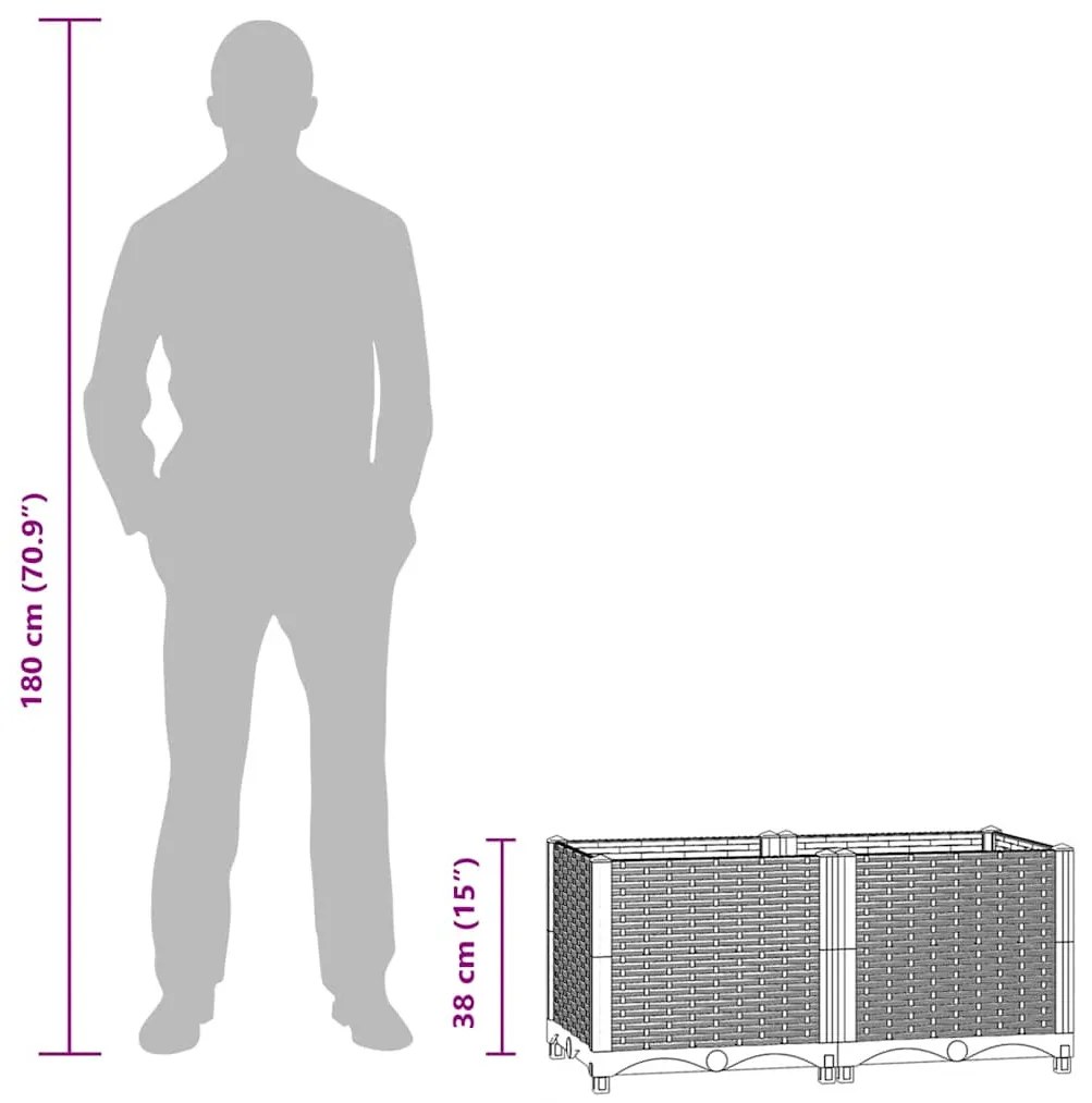polipropilén magaságyás 80 x 40 x 38 cm