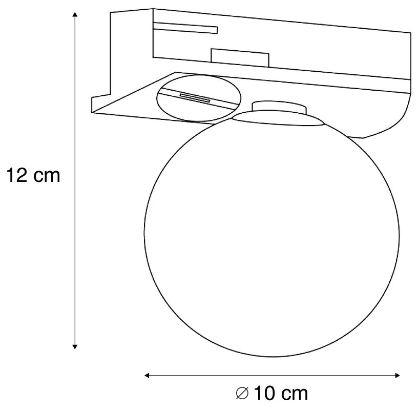 Modern fekete mennyezeti lámpa fehér üveggel 1 fázisú sínrendszerhez - Iconic Perle
