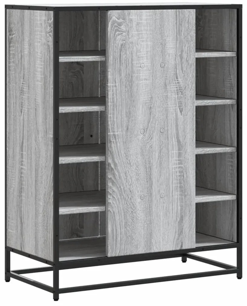 szürke sonoma szerelt fa és fém cipőszekrény 75 x 38 x 97,5 cm