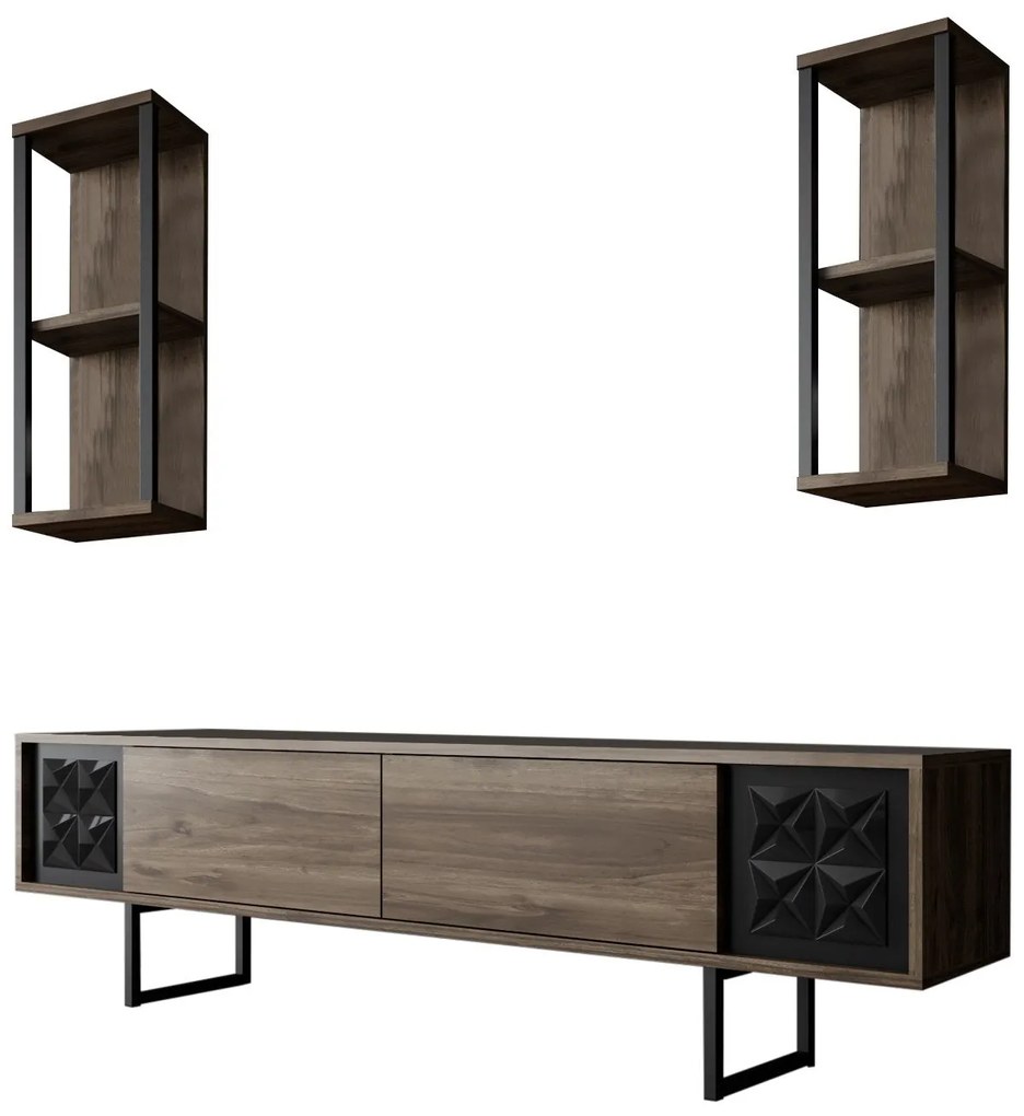 TV szekrény Black Line - Walnut, Black