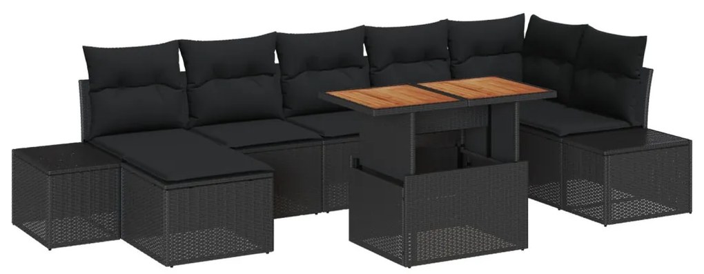 Kerti Kanapé Szett párnával 8 pcs Fekete és Barna
