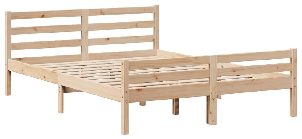 tömör fenyőfa ágykeret fejtámlával 140 x 190 cm