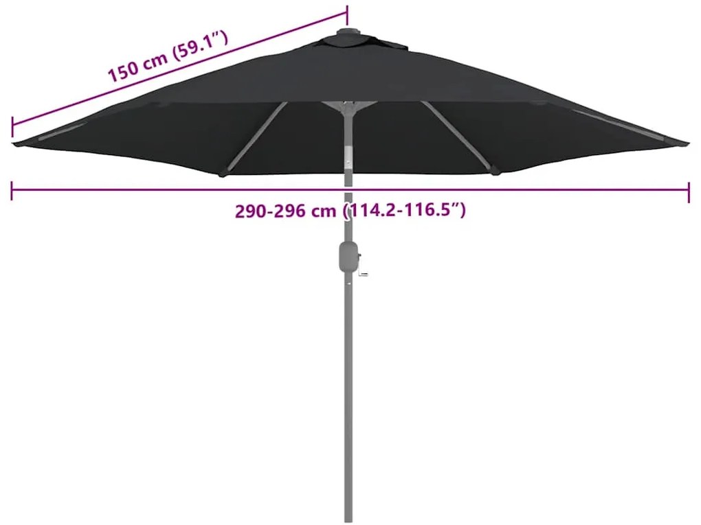 fekete kültéri napernyőponyva 300 cm