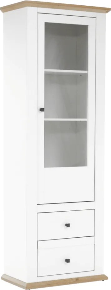 Vitrin MZ4, fehér/grand tölgy, LEON