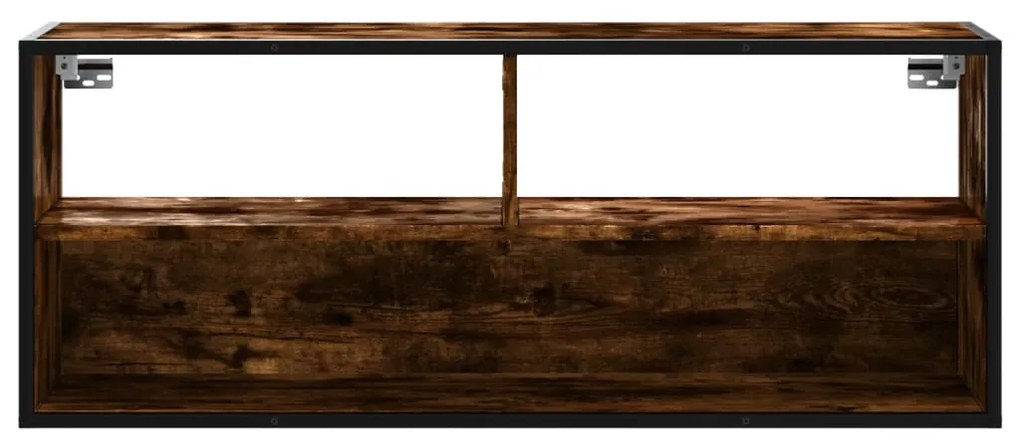 füstös tölgy színű szerelt fa és fém TV-szekrény 100x31x39,5 cm