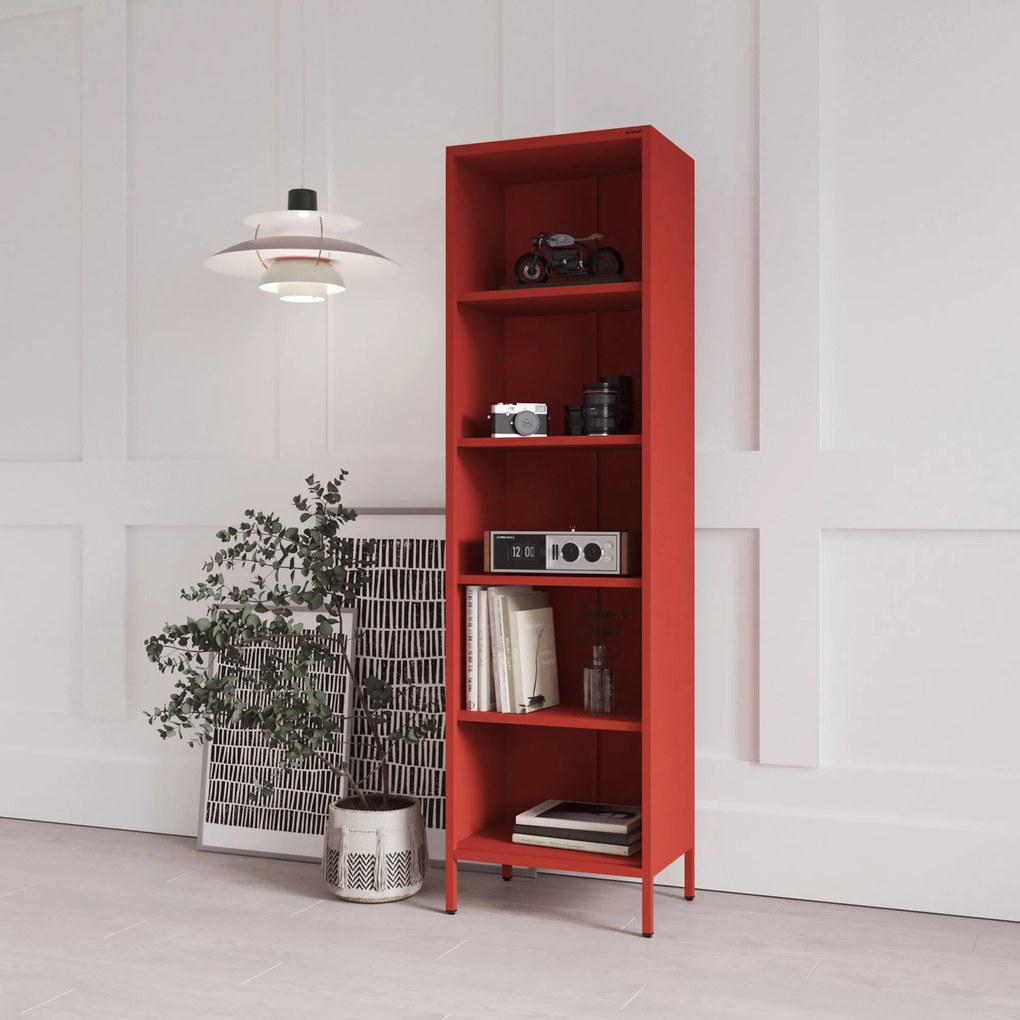 Könyvespolc MARIO, 500 x 1800 x 350 mm, Modern: piros