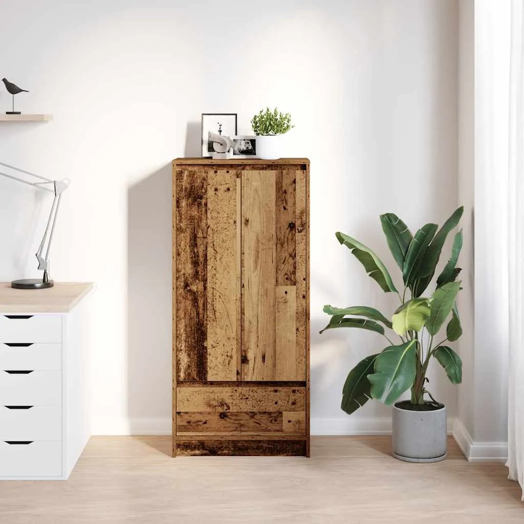 antik fa szerelt fa szekrény fiókkal 55,5x34x119,5 cm