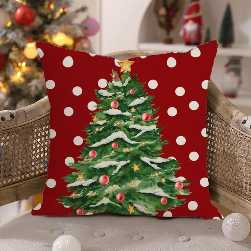 Karácsonyi párnahuzat WINTER DOTS 45x45 cm, piros