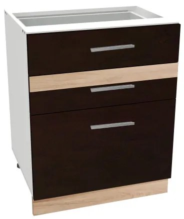 Salandra háromfiókos alsó konyhaszekrény IC 60 Dark sonoma N
