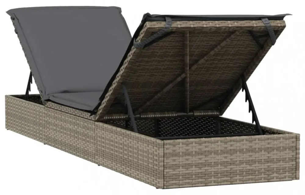 2 db szürke polyrattan napágy asztallal