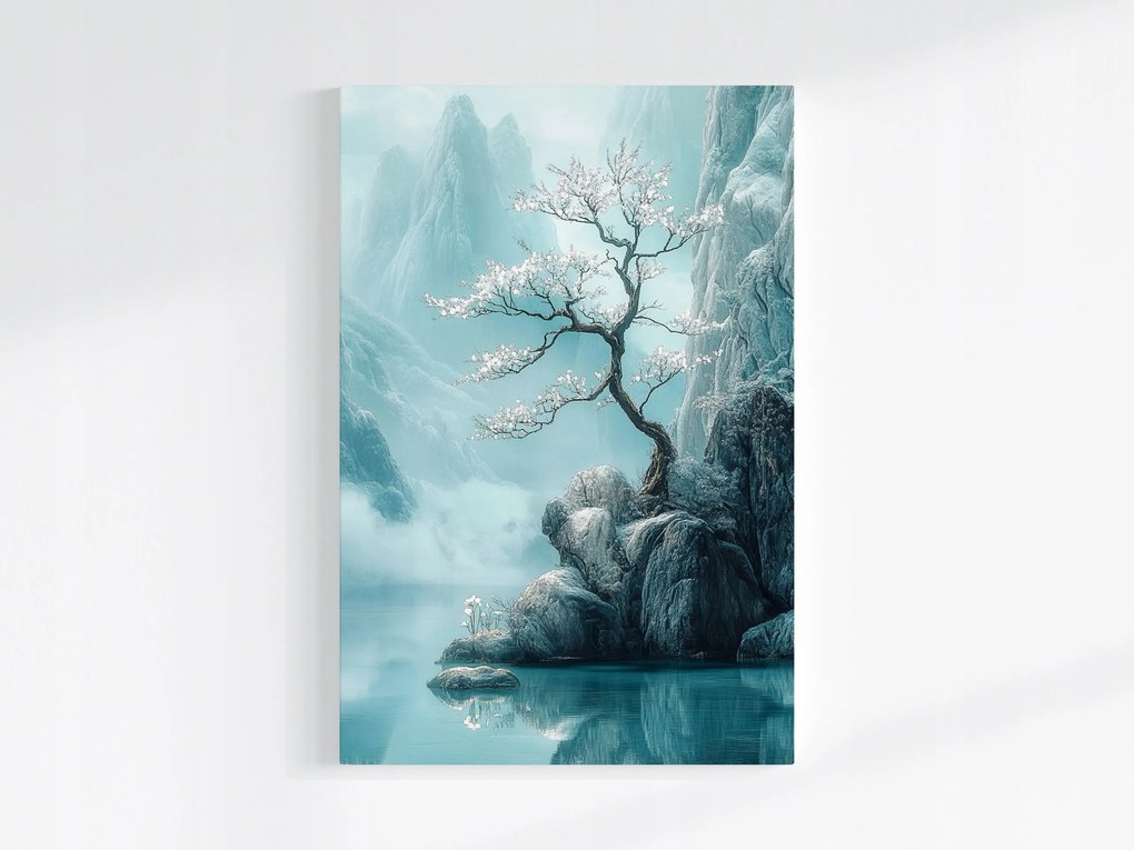 Poszter Keleti Cseresznye Hegyek Türkiz Japán Zen 40x60