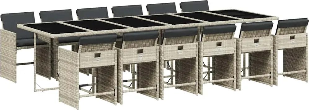 vidaXL 13 részes szürke polyrattan kerti étkezőgarnitúra párnákkal