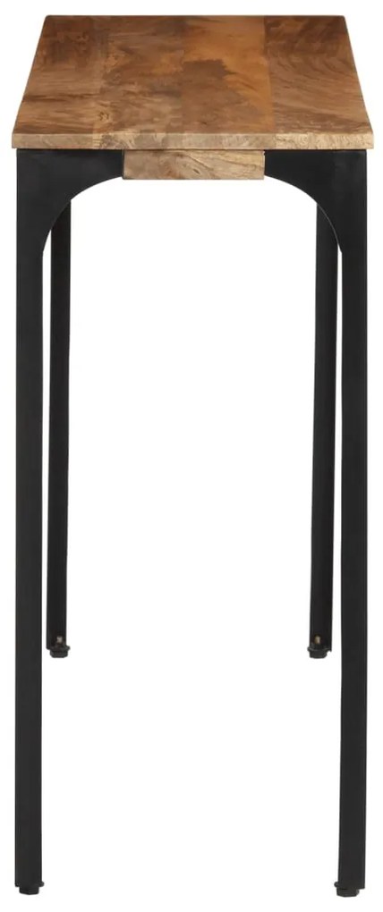 barna tömör mangófa és vas konzolasztal 110 x 35 x 76 cm