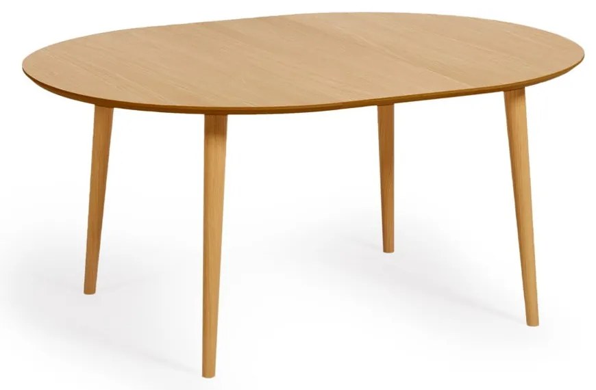 Natúr színű bővíthető étkezőasztal tölgyfa dekorral ø 120 cm Oqui – Kave Home