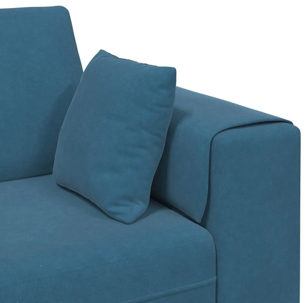 Bársony Kanapé párnával 3 pcs Kék 208 cm Bársony