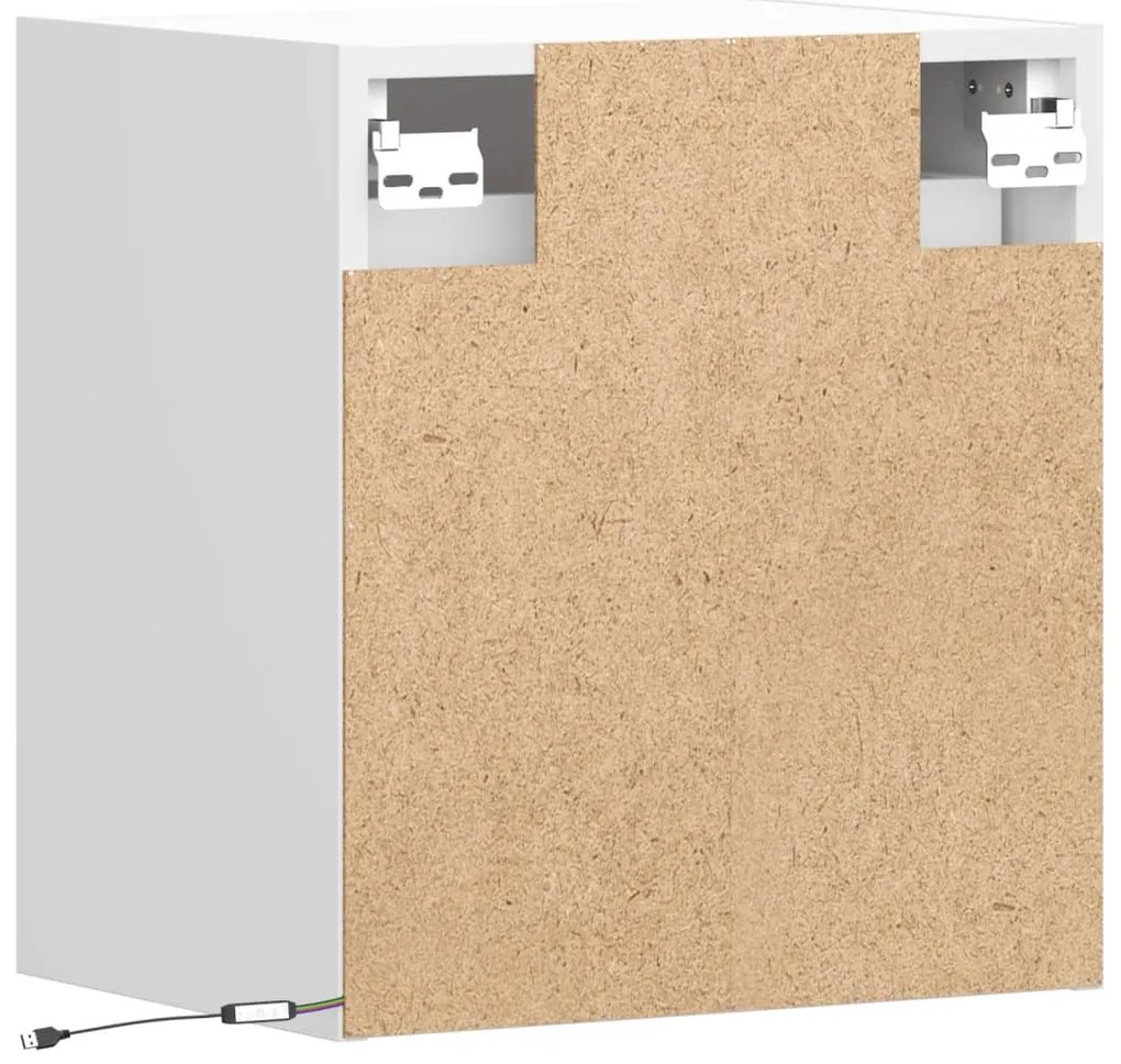 fehér falra szerelhető TV-szekrény LED-lámpákkal 41x31x45 cm