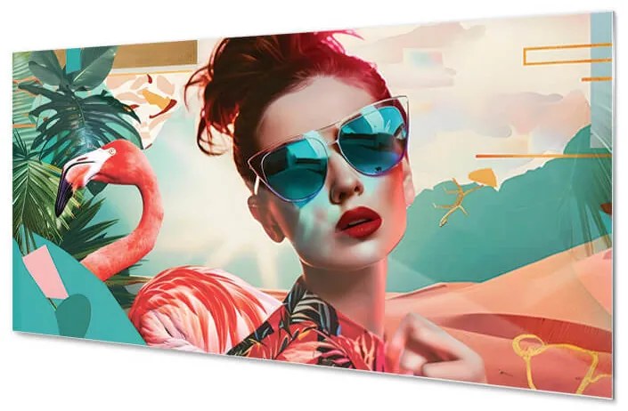 Wallplex konyhahátfal Pink Flamingo (Méret: 60x240)