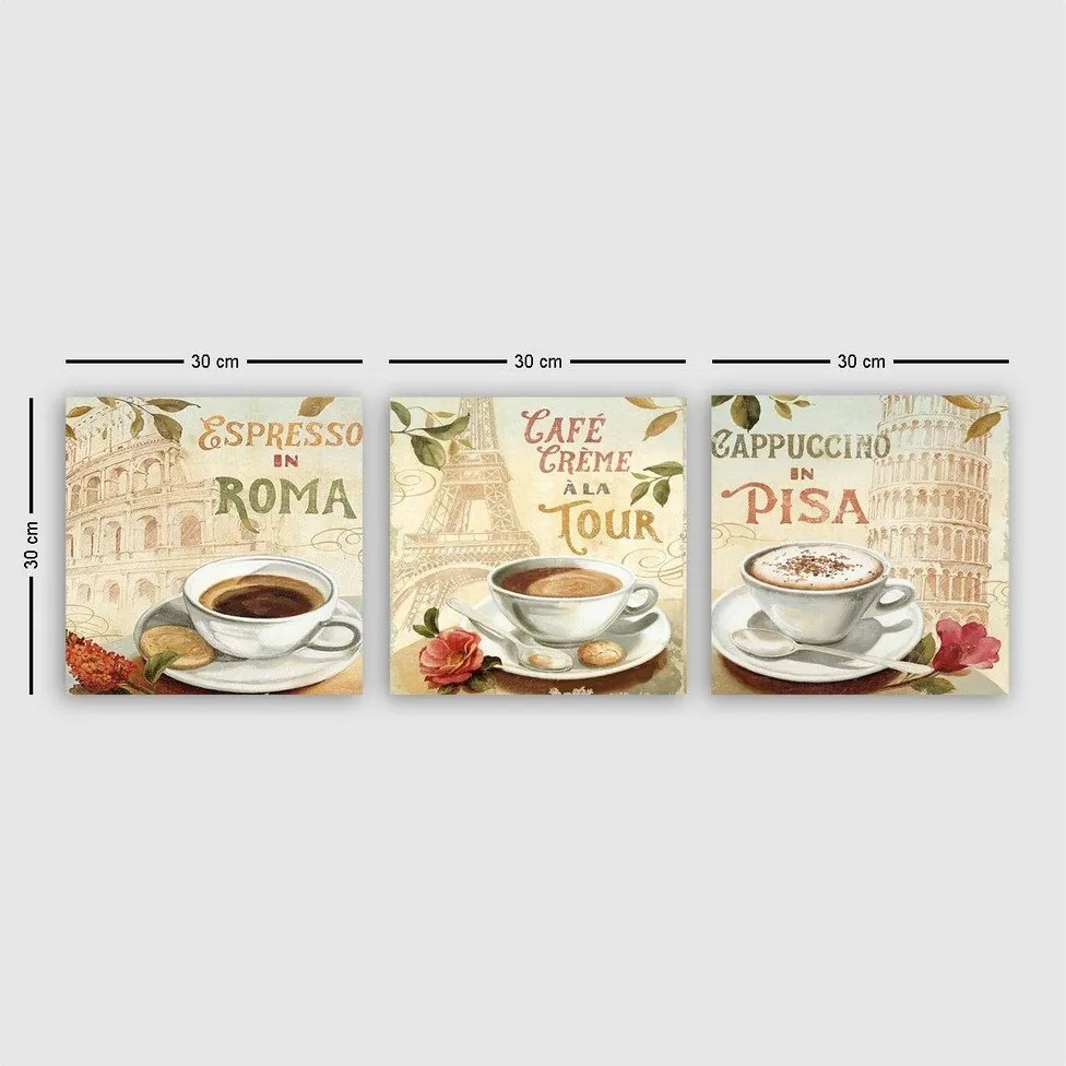 Kép szett 3 db-os 30x30 cm Italy – Wallity