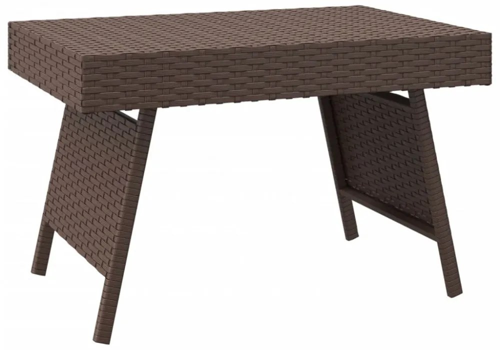 barna összecsukható polyrattan kisasztal 60 x 40 x 38 cm