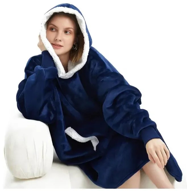 Ujjakkal és kapucnival ellátott takaró - Huggle Hoodie - blue