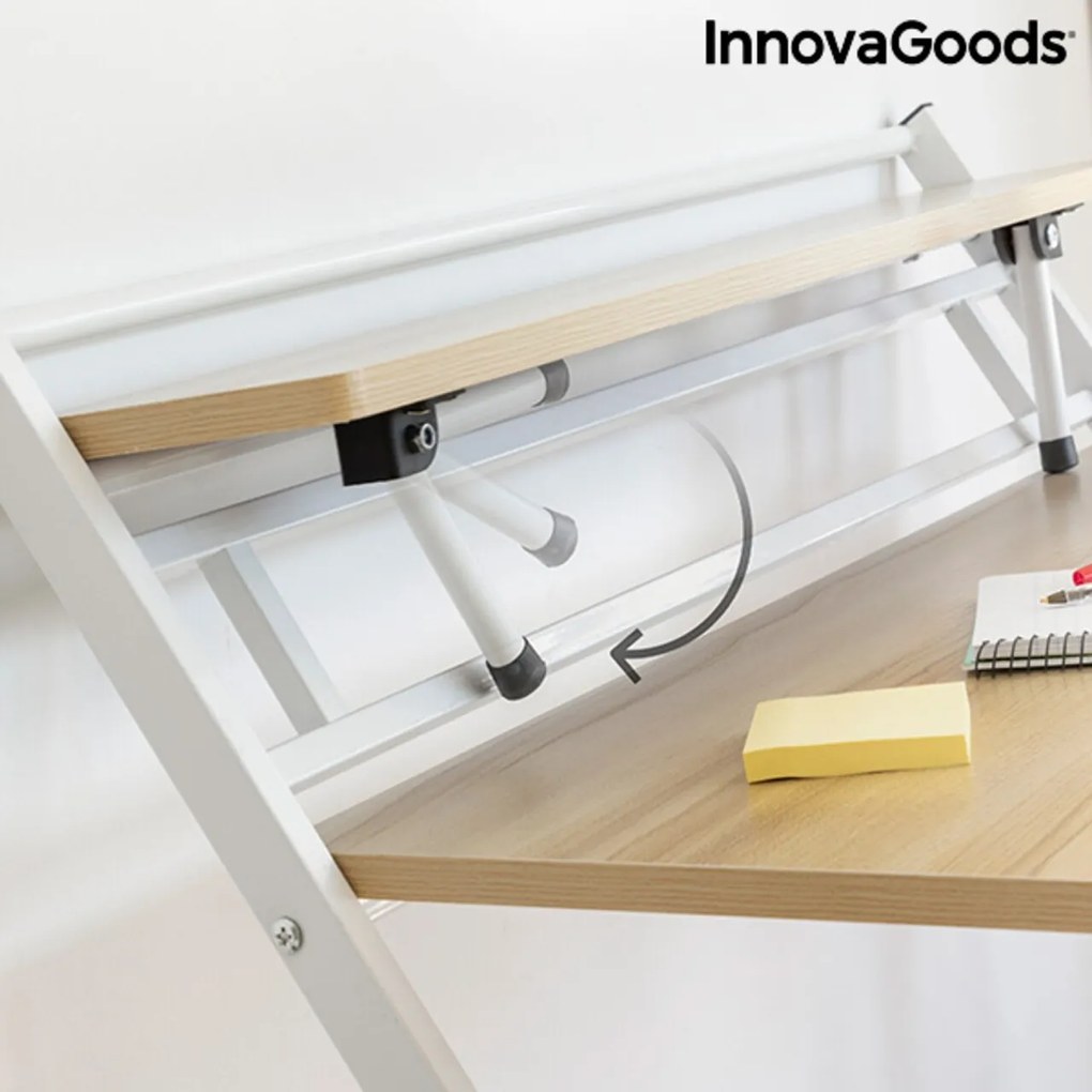 InnovaGoods Összecsukható íróasztal, 85x60x97 cm, MDF/acél