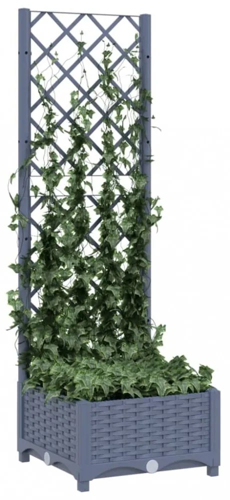 sötétszürke PP rácsos kerti ültetőláda 40 x 40 x 121,5 cm