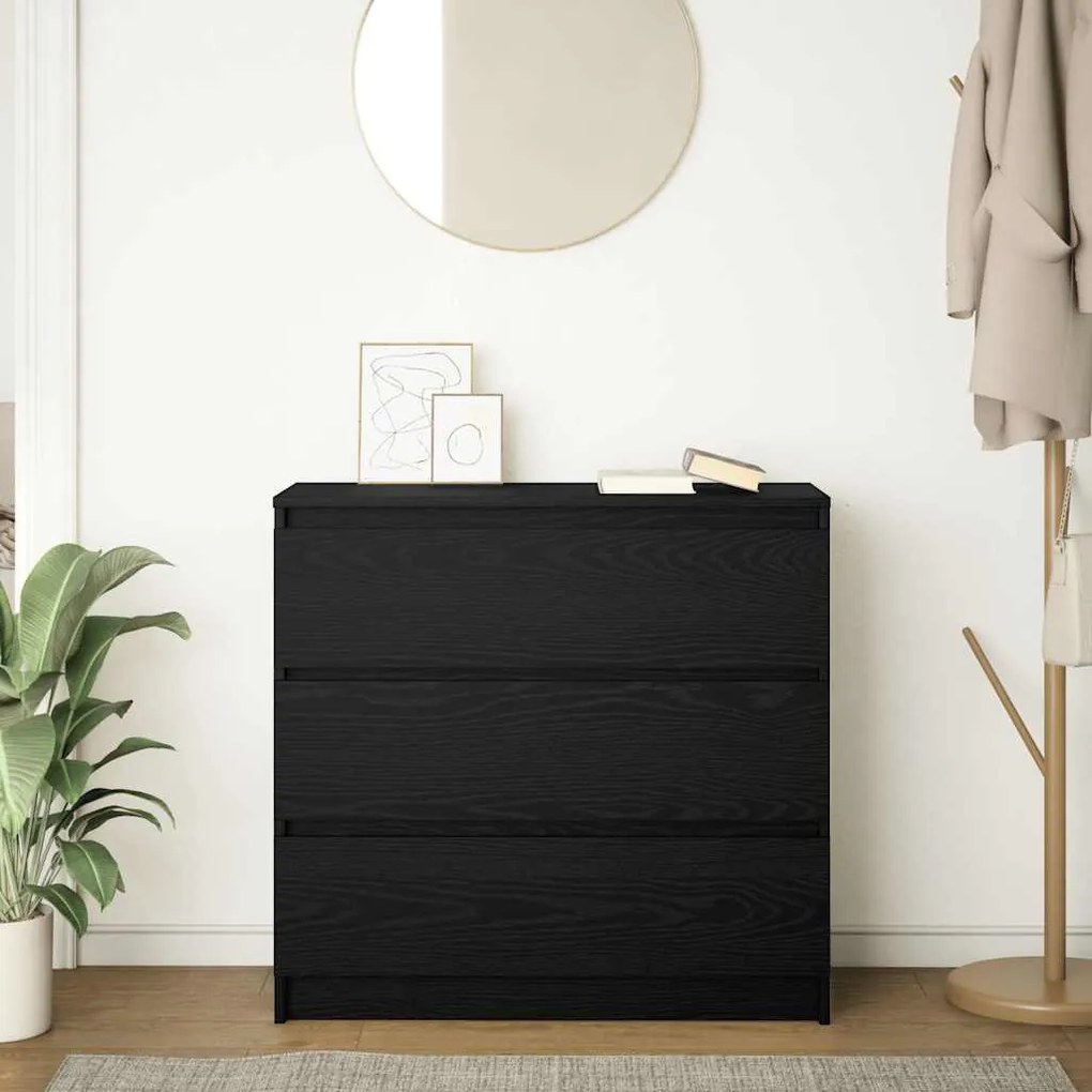 fekete tölgy szerelt fa tálalószekrény 80x35x76 cm